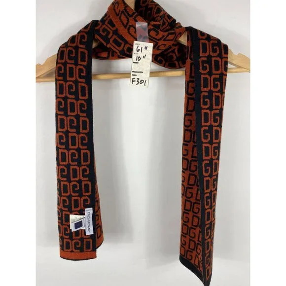 Dolce & Gabbana DG Monogam Wool/Acrylic Scarf Brown/Black Made in Italy F301